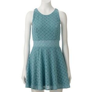 Mudd Sky Blue Lace Crochet Skater Dress - Color Meadowbrook
